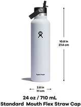 Hydro Flask 24 Oz Stainless Steel Standard Mouth Water Bottle with Flex Straw Cap and Double-Wall Vacuum Insulation
