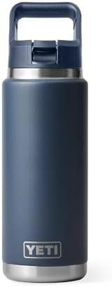 YETI Rambler 26 oz Bottle, Vacuum Insulated, Stainless Steel with Color Matching Straw Cap