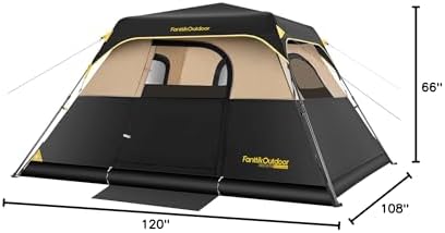 FanttikOutdoor Camping Tent 4/6/8/10 Person Instant Cabin Tent Setup in 60 Seconds with Rainfly & Windproof Portable with Carry Bag for Family Camping & Hiking