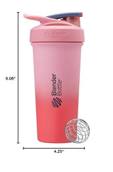 BlenderBottle Sport Sleek Insulated Stainless Steel Shaker Bottle with Wire Whisk, 25-Ounce, Flamingo Ombre – Protein Shakes & Hydration for Athletes & Fitness Enthusiasts, Easy Mixing, Slim Easy to Hold, Keeps Drinks Cold, Lockable Lid