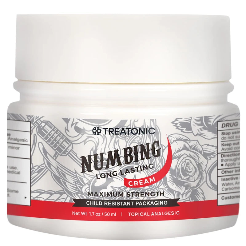 Treatonic Tattoo Numbing Cream: Extra Strength Numbing Cream for Tattoos - Maximum Strength Numbing Cream for Tattooing, Piercing, Waxing & Injections (50ml/1.7oz)