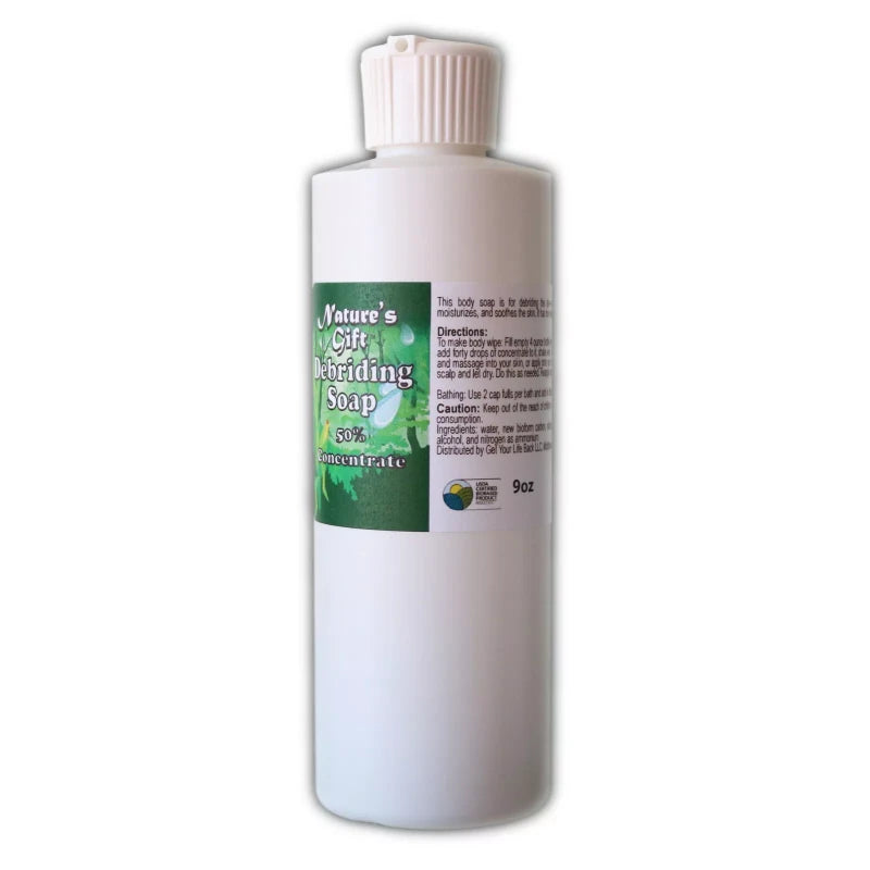 Nature's Gift Morgellons Debriding Soap available in 9 oz. End Itching ( 50% concentrate)