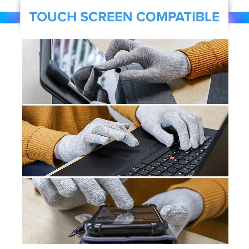 DefenderShield EMF Radiation Protection Computer Gloves - Use with Touch Screens, Keyboards, Tablets, Laptops and Cell Phones (One Large Pair)