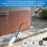 Propane Torch Weed Burner Kit,High Output 1,200,000 BTU with Self Igniter and Turbo Trigger,Heavy Duty Blow Torch with 10FT Hose,Flamethrower for Weeding,Roofing,Melting Snow,Road Paint Removing