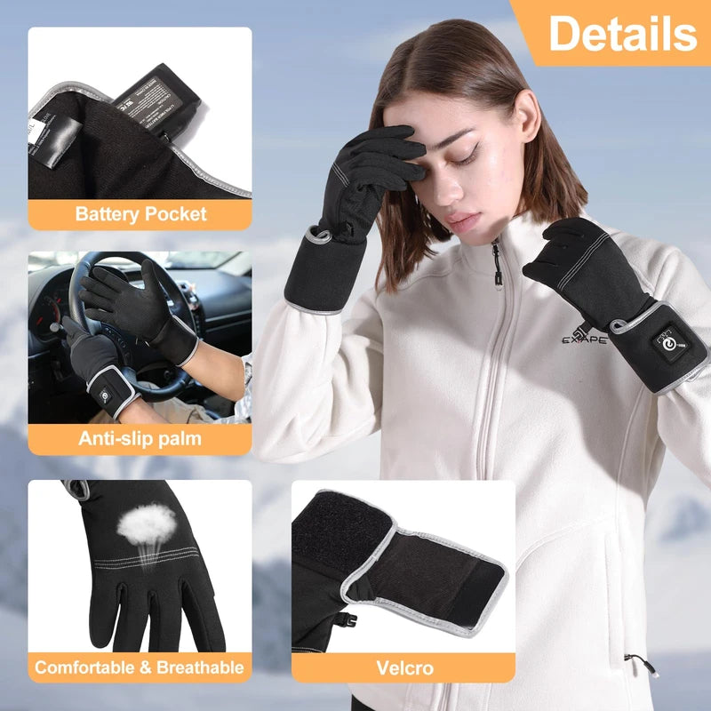 BARCHI Heated Gloves for Men and Women, Rechargeable Heated Gloves, Electric Hand Warmers, Suitable for Winter Riding, Cycling, Skiing, Running, Work, etc.