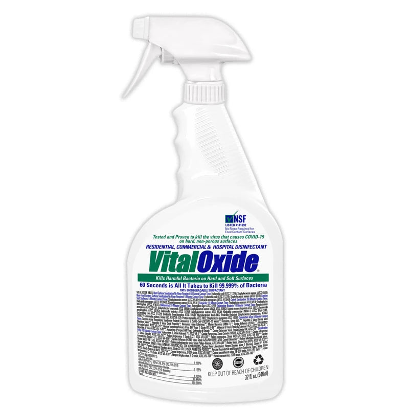 Vital Oxide Vital Oxide Disinfectant, Deodorizer, Cleaner, Food-Contact Sanitizer, Virucide C(EPA registration #82972-1) C Kills Mold & Mildew, Eliminates Odors C 32 oz