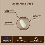 R Alpha-Liponsäure | Starkes Antioxidans mit den Vitaminen C und E | Kontrolliert Cholesterin + Zucker | Appetithemmer | Entzündungshemmend | Maximale Absorption | Für Veganer