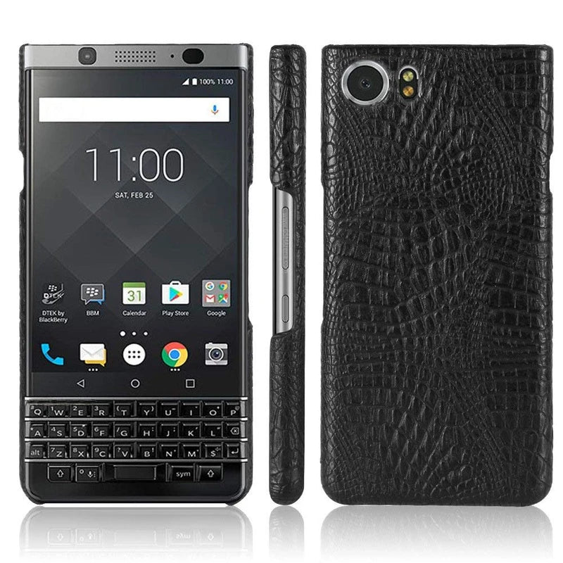 BlackBerry Keyone Case,Croco Premium PU Leather Protective Cases Simple Deurable and Lightweight Case for BlackBerry Keyone (black)