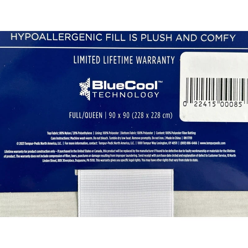 Tempur-Pedic One Tempur-Pedic Lightweight Comforter Blanket FULL/QUEEN Gray New!