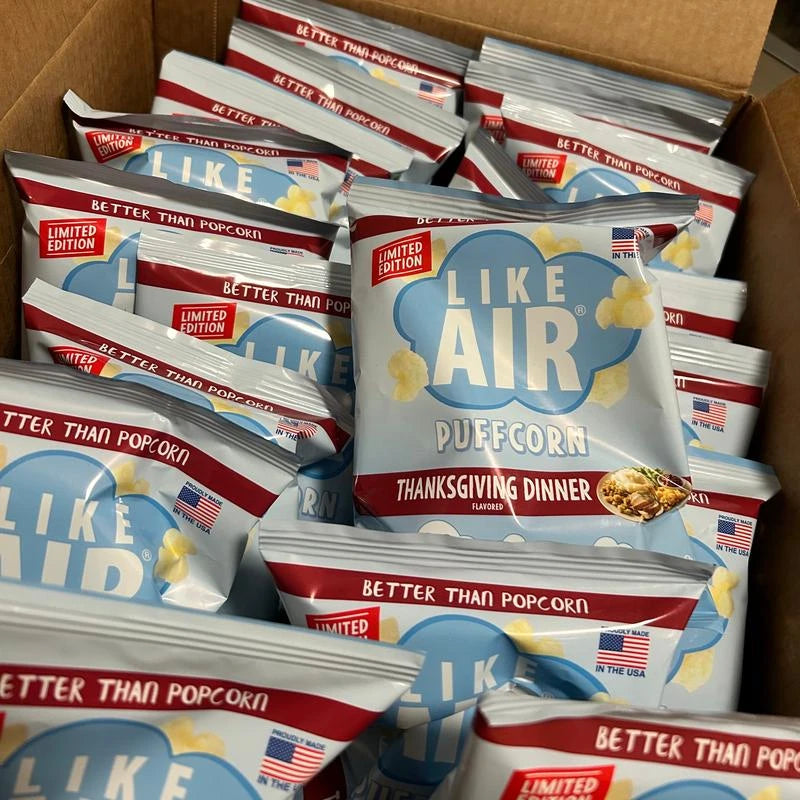 Thanksgiving Dinner Puffcorn Single Serve  - 20 bags - Like Air Puffcorn Flavor Snack Flavor Snack