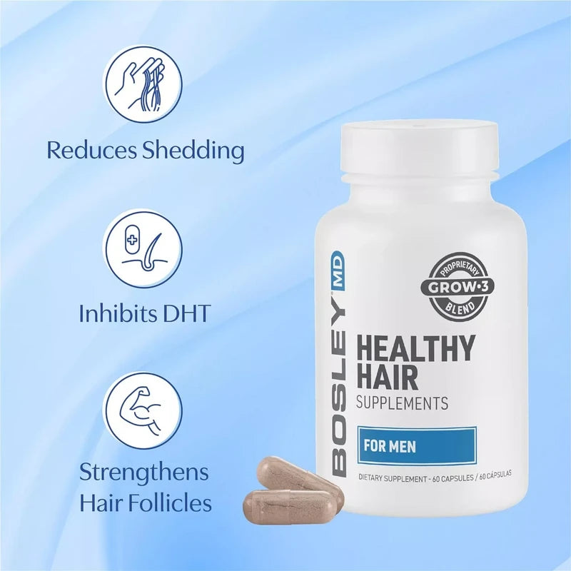 Suplemento para el crecimiento del cabello sano para hombres de Bosley MD - 60 cápsulas