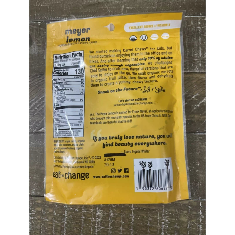 Eat The Change Organic Carrot Chews Meyer Lemon