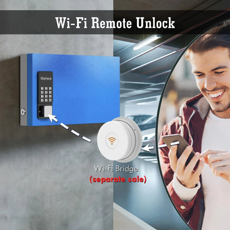 WeHere 24 Key Lock Box Wall Mount, APP Bluetooth/One Time Password Share/Wi-Fi Remote/Fixed Code/Key Unlock, Smart Key Cabinet, Key Organizer box for Apartment, Hotel, Office, House Key Manage