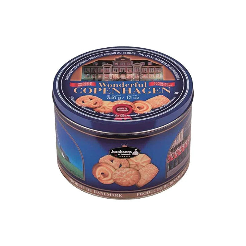 Jacobsens Wonderful Copenhagen Danish Butter Cookies in Tin, 12 Ounce