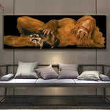Unbranded Bigfoot with Raccoon - Unframed Canvas Print - 60" x 20" - Sasquatch at his Best