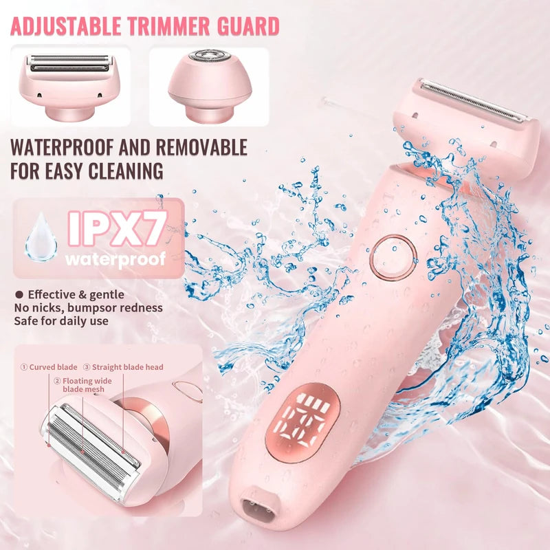 FHNUVB Dusk Razor for Women, Dusk Glide Pro 3.0 Shaver Waterproof Electric Shaver for Women, Silk Glide Pro Shaver 2 in 1 Wet & Dry for Leg Underarm Pubic Area Painless Hair Removal Removable Head