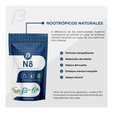 B-Fit | Nootrópicos naturales N8 | 150g | Suplemento alimenticio en polvo | Sin eritritol | 30 porciones | Con magnesio, gaba y triptófano
