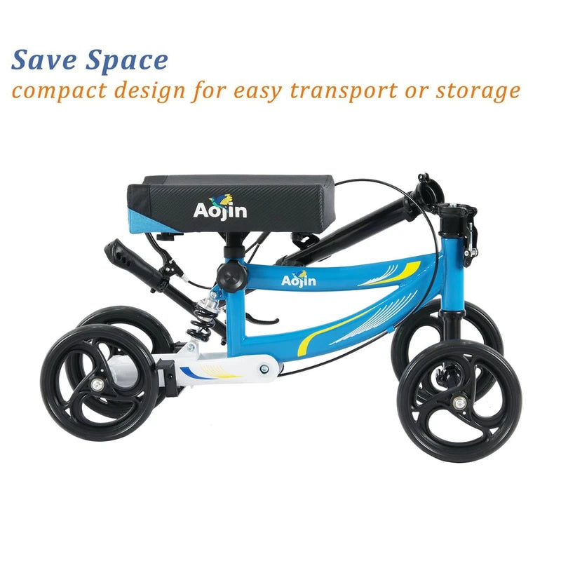 Aojin Knee Scooter，Steerable Knee Walker Economical Knee Scooters for Foot Injuries Best Crutches Alternative Blue