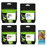 Ink Jungle 953XL Black Cyan Magenta Yellow Ink Cartridge Combo Pack For HP OfficeJet Pro 7740 8210 8218 8710 8715 8716 8720 8725 8730 8740 8211 8717 8721 8728 8731 8711 8718 8719 Printer & Flower Pack