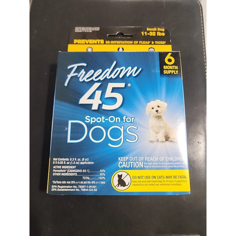 Freedom 45 Spot On Fleas & Ticks Control for Dog Small Medium 11-32 LBS 6 Months