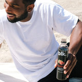 blk. Natural Alkaline Mineral Water Electrolyte Infused with Fulvic and Amino Acids, Zero Sugar Drink, Strawberry Rhubarb Flavored, 1 Liter, Pack of 12