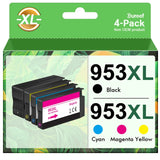 Gureef 953XL Ink Cartridges Multipack for HP 953 for HP 953XL Ink Cartridges for HP Officejet Pro 7720 7740 8710 8715 8720 8730 8210 8716 8719 7730 8218 8718 8725 8728 8740 (Black Cyan Magenta Yellow)