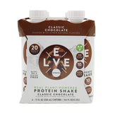 Evolve Plant Based Protein Shake, Double Chocolate, 20g Vegan Protein, Dairy Free, No Artificial Sweeteners, Non-GMO, 10g Fiber, 11oz, (4 Pack)