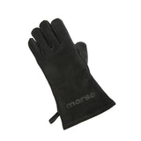 Morsø Kaminhandschuh, Links – hitzebeständiger Ofenhandschuh aus dickem Leder, Grillhandschuh für In- und Outdoor, im cleanen Design, Schwarz