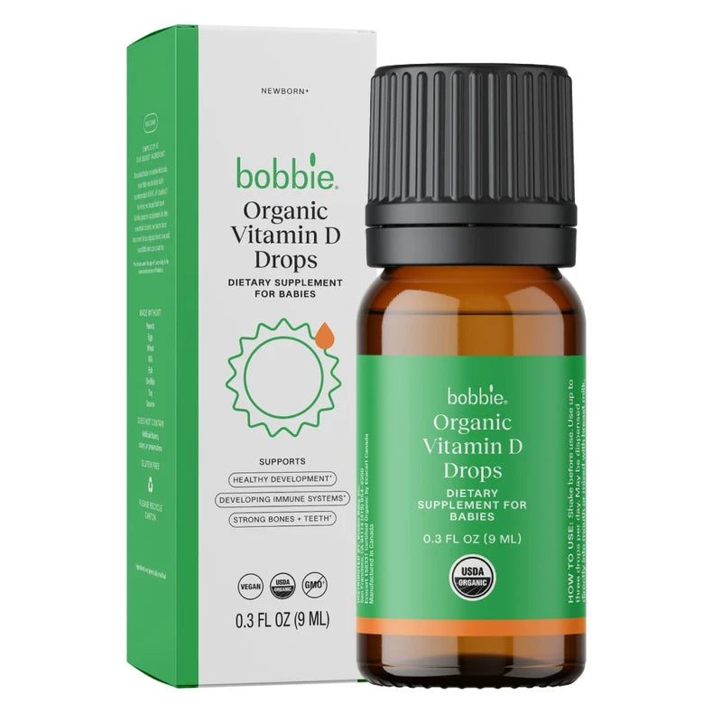 Bobbie Bobbie Organic Baby Vitamin D Drops, Daily Liquid Supplement to Support Development, Immune Health and Strong Teeth and Bones* in Newborn Babies and Infants, Vegan, Infant Vitamin D, 400 IU, 0.3 fl oz
