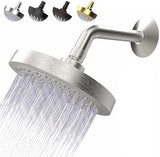 High Pressure Shower Head - Anti-Clogging Silicone Nozzles - 2.5 GPM Removable Restrictor - Easy to Clean Adjustable Replacement - easy to install with Plumbers Tape - 6 inch - Brushed Nickel Finish
