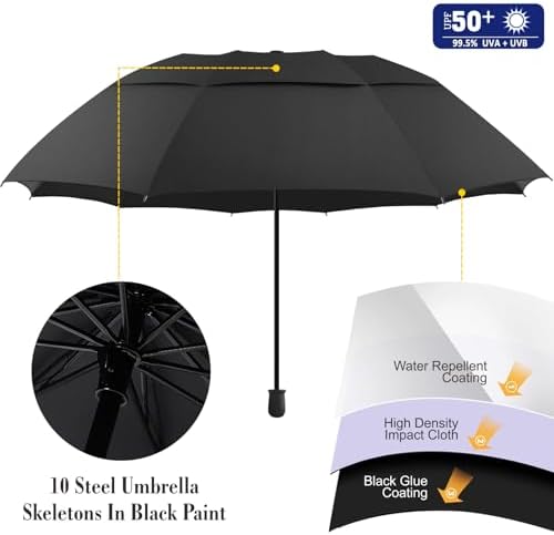 UPF 50+ Beach Umbrella with Adjustable Universal Clamp