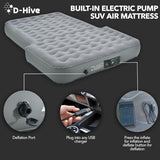 SUV Air Mattress, Ultra-Thick Material Extra-High Car Air Mattress, SUV Mattress for Toyota 4runner, Jeep Wrangler Air Mattress, Car Mattress w/Built-in Pump Inflatable Car Air Mattress Grey