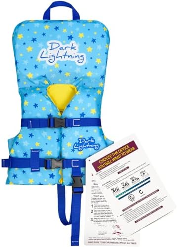 Dark Lightning USCG Approved Infant Life Jacket 0-30 lbs, Swim Vest for Baby/Toddlers 1-3 Year Old 20-30 lbs,Toddler Floaties for Pool Swimming,Boating,Beach,Puddle