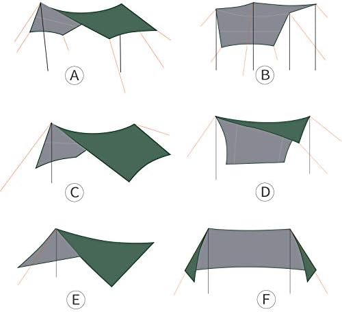 Unigear Hexagon Hammock Rain Fly,15x14FT/12x10FT Multifunctional Waterproof Camping Tarp,Lightweight and Compact Tent Tarp for Backpacking, Hiking, Traveling