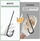 12 Inch Rebar Stakes J Hook Ground Stakes 16-Pack Heavy Duty Galvanized Chain Link Fence Stakes Metal Tent Stakes for Outdoor Lawn Decorations Inflatables Canopy Swing Set