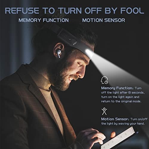 AlpsWolf LED Headlamp Rechargeable, 2 XPE LED and COB LED Head Lamp, Sensor Mode, 260° Wide Beam, IPX4 Waterproof, Rechargeable Headlight for Camping Accessories (2 Pack)