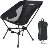 MARCHWAY Lightweight Folding Camping Chair, Stable Portable Compact for Outdoor Camp, Travel, Beach, Picnic, Festival, Hiking, Backpacking, Supports 330Lbs (Black)