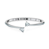 Swarovski Mesmera Bangle Bracelet, Heart-Shaped Clear Crystals on a Rhodium Finish Cuff, Size M, from the Attract Soul Collection