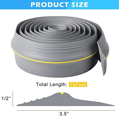 Papillon Garage Door Bottom Seal Strip, Weatherproof EPDM Rubber Threshold, Fits All Standard Doors, Easy for DIY Homeowners, No Adhesive (10Ft, Grey)