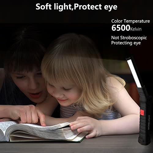 Working Light Portable, Rechargeable Work Lights with Magnetic Base Hanging Hook,360° Rotate 5 Modes,COB LED 800 Lumens Foldable Inspection Light for Car Repair, Grill and Outdoor Use(4pack)