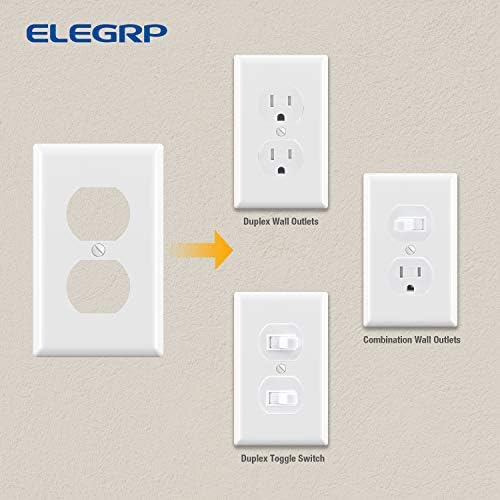 ELEGRP Duplex Receptacle Outlet Covers, 1-Gang Standard Size Wall Plates, Unbreakable Polycarbonate Dual Outlet Faceplates Covers, UL Listed, Color-matched Screws Included (20 Pack, Glossy White)