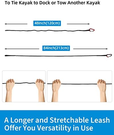 OCEANBROAD Kayak Paddle Leash Stretchable Strap Lanyard Rope for SUP Kayaking Boating Canoeing Fishing Pole Rod 5-7 Feet
