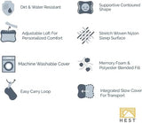 HEST Camp Pillow (Large) - Temperature Resilient Memory Foam - Essential for Camping, Backpacking, and Outdoor Adventures - Compact Packable Travel Pillow - 20" L x 26" W