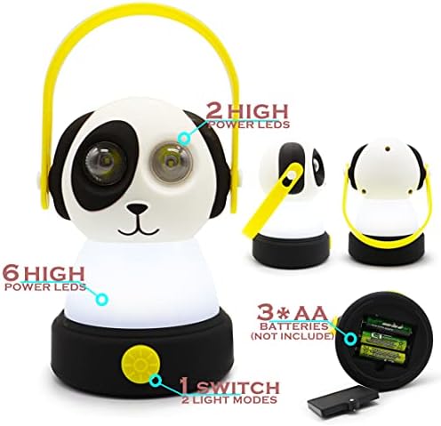 Outdoor Equipment LED Camping Lantern & Headlamp Set for Kids, FANT.LUX Battery Powered Night Light for Emergency, Hurricane, Lightweight Tent Lamp - Owl (Dog Set)