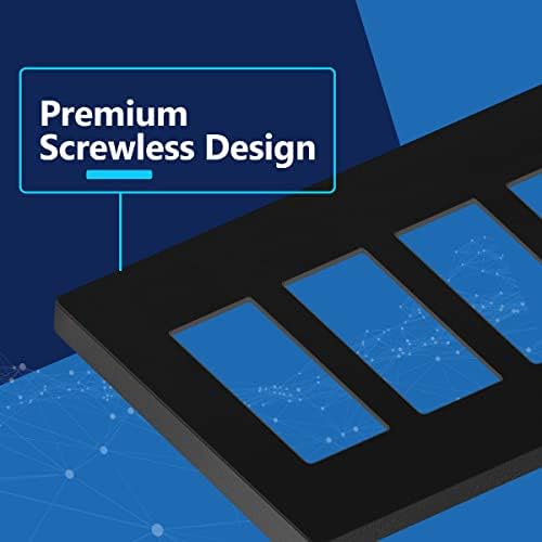 LIDER Matte Finish Quadruple Decorator Switch Cover, Screwless Wall Plate, Mid-Size 4-Gang 4.88" x 8.58", Polycarbonate Thermoplastic, UL Listed, LSWP-34M-BK, Black