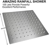 NearMoon Rain Shower Head, High Flow Stainless Steel Square Rainfall Shower, High Pressure Design, Awesome Shower Experience Even At Low Water Flow (8 Inch, Brushed Nickel)