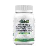 Sea Moss 3000mg Black Seed Oil 2000mg Ashwagandha 1000mg Turmeric 1000mg Bladderwrack 1000mg Burdock 1000mg & Vitamin D3 Vitamin C with ACV Manuka Elderberry Dandelion Yellow Dock Iodine Chlorophyll