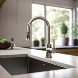 Hibbent Pull Down Kitchen Faucet Head Replacement, 3-Function Kitchen Faucet Head Sink Spray Nozzle with 15 Adapters Compatible with Moen, American Standard, Delta, Kohler Faucets, Brushed Nickel