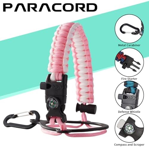 Half Gallon Water-Bottle with Straw - Pop-up Chug Lid (Cold 48H & Hot 24H) 64oz Insulated Water Bottle Flask with Sleeve Strap, Paracord Handle, Bottle Boot, Pink Stainless Steel Metal Water Jug