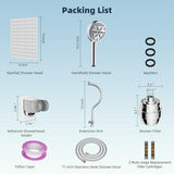 Hibbent All Metal 10'' Dual Filtered Rainfall Shower Head Combo, High Pressure Handheld Shower Head with 12'' Adjustable Curved Extension Arm, 20 Stage Shower Filter, 10-spray, 71'' Hose, Chrome